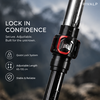 TRIVALP Red Accent Foldable Trekking Poles