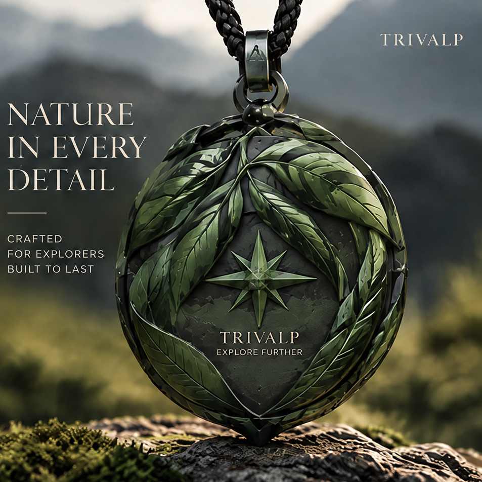 TRIVALP Nature Leaf Engraved Pocket Compass Necklace