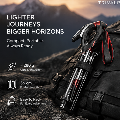 TRIVALP Red Accent Foldable Trekking Poles