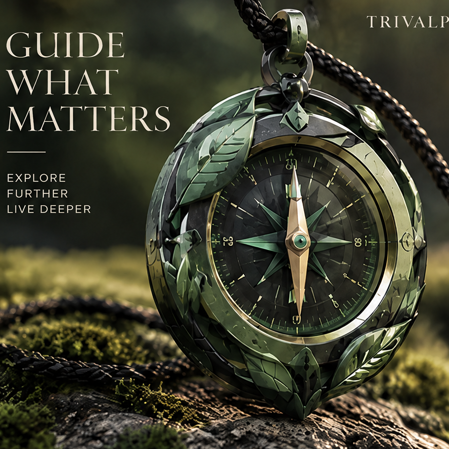 TRIVALP Nature Leaf Engraved Pocket Compass Necklace