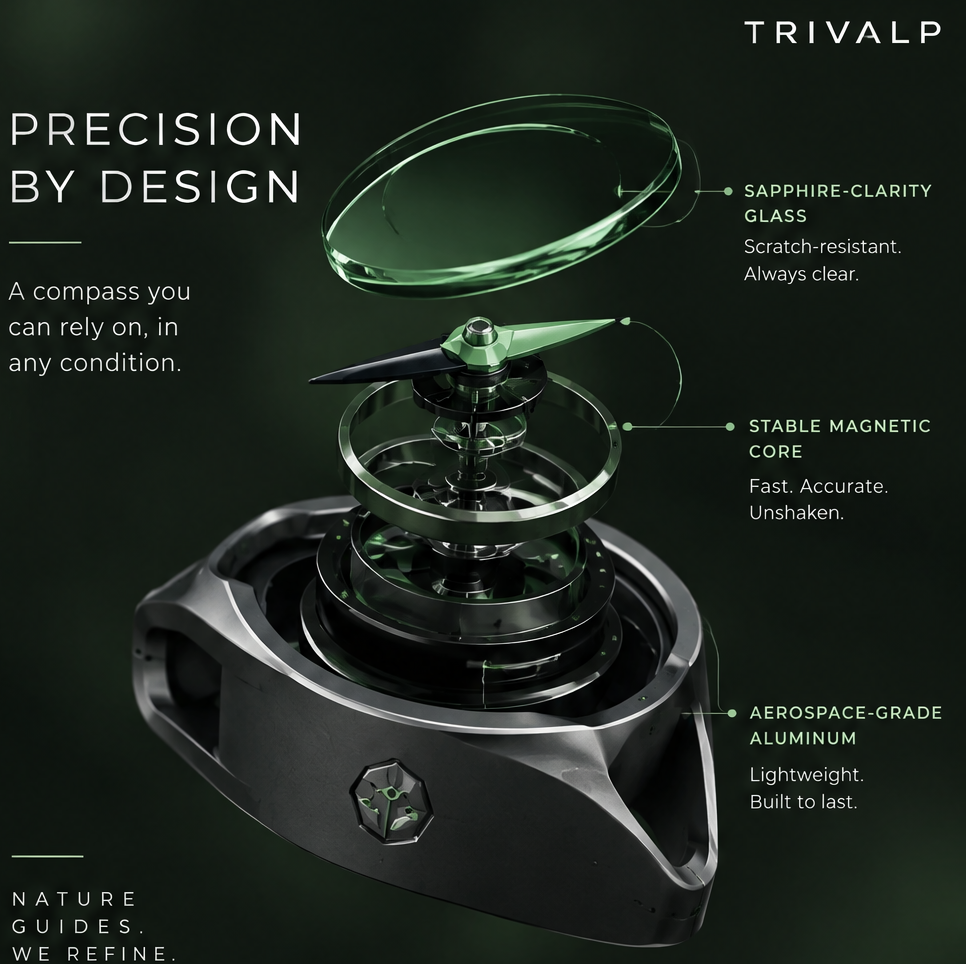 TRIVALP Precision Aluminum Trail Compass