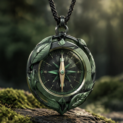 TRIVALP Nature Leaf Engraved Pocket Compass Necklace